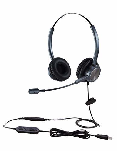 【Teams対応】VOPTECH ヘッドセット USB 両耳 ノイズキャンセリング オーバーヘッド 「DXモデル UC809D (Silver)」マイク テレワーク