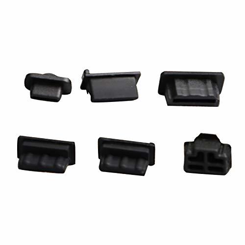 PS5 silicon dust plug set, PlayStation 5 console accessory for USBHDMI interface dustproof cover dustproof plug -6 piece (bla