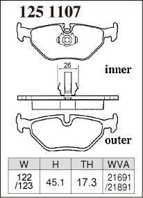 DIXCEL ディクセル ブレーキパッド プレミアムタイプ リア用 アルピナ B10 (E39) V8 AF3 BF3 HF4 JF4 AF4 BF4 H9～H16_画像2