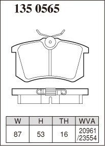 DIXCEL ディクセル ブレーキパッド プレミアムタイプ リア用 フォルクスワーゲン ルポ GTi 6EAVY H15～ 1.6L_画像2