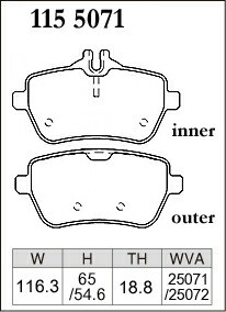 ディクセル ブレーキパッド プレミアムタイプ リア メルセデスマイバッハ Sクラス(W222) S550/S550 4マチック 222982C 222985 H27.2～H29.9_画像2