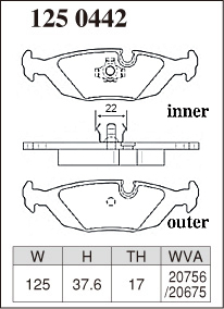 DIXCEL ディクセル ブレーキパッド プレミアムタイプ リア用 アルピナ C2 (E30) 2.7 C20 S61～S62 JAPAN SPEC_画像2