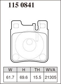 DIXCEL ディクセル ブレーキパッド Xタイプ リア用 メルセデスベンツ SLKクラス (R171) AMG SLK55 171473 H20.5～H23.5 Fr:4POT/Rr:2POT_画像2