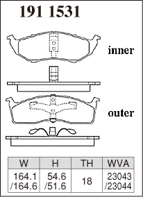  Dixcel pad X front Chrysler Grand Voyager ja-GS33L GS38L H11.12~H13 V6 3.3/3.8L ABS less or rear drum brake car 