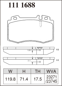 ディクセル ブレーキパッド Mタイプ フロント用 メルセデスベンツ Mクラス(W163) AMG ML55 163174 H12.6～H18.9 車台No.～A289559/X754619_画像2