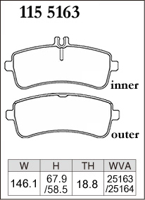 ディクセル ブレーキパッド Specom-β リア用 メルセデスベンツ Sクラス(W222) S600 ロング 222176C H26.6～R2.12 オプションAMGライン含む_画像2