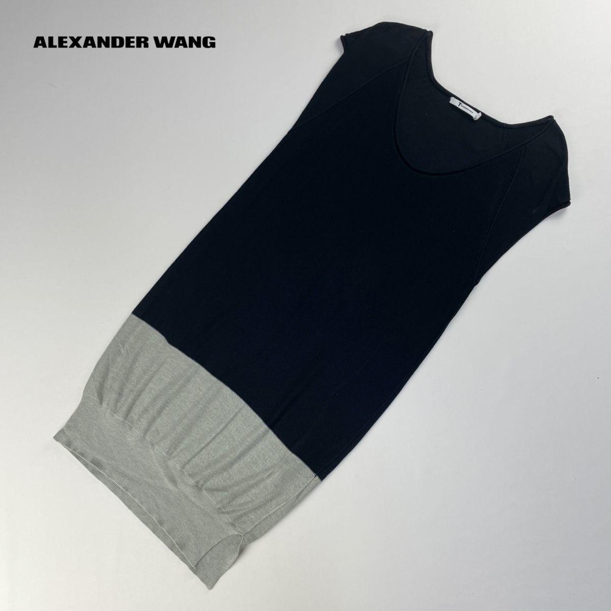 最前線の 美品 Alexander Wang アレキサンダーワン ニットワンピース 切り替えデザイン 黒 ブラック サイズS*NB766 女性用