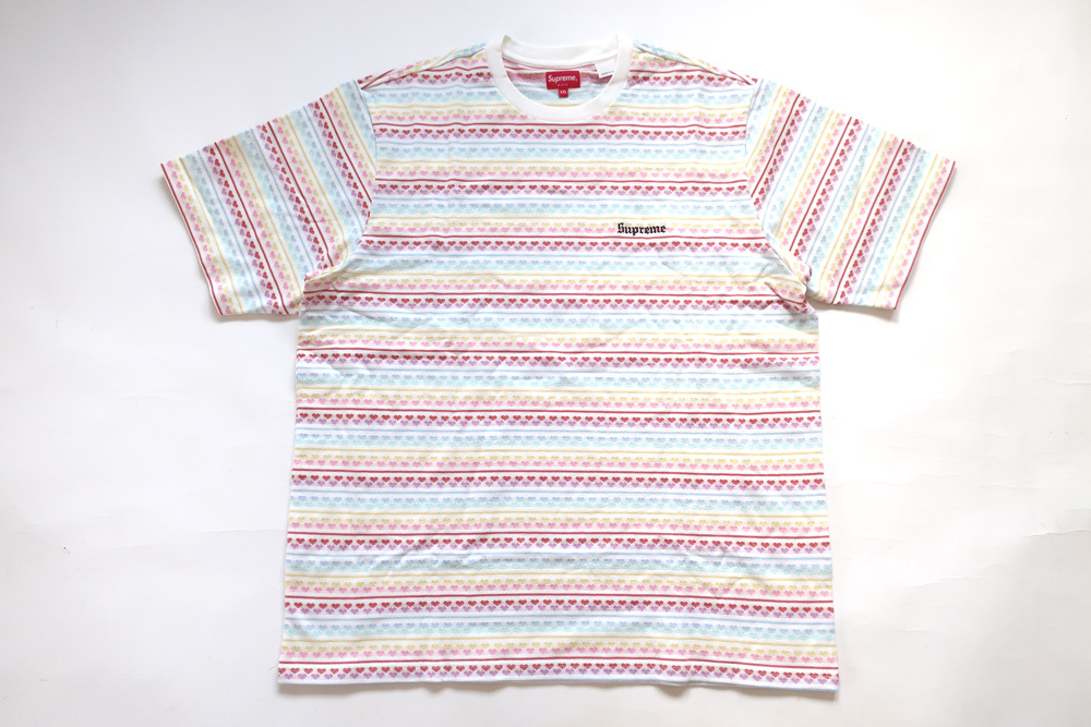 (XXL)Supreme Hearts Jacquard shirtシュプリームハートジャカードTシャツWhite白