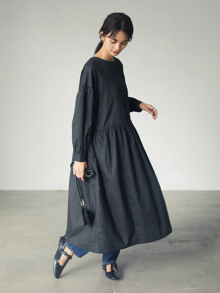 CRAFT STANDARD BOUTIQUE 3WAY ピンタック ワンピース グレー 長袖