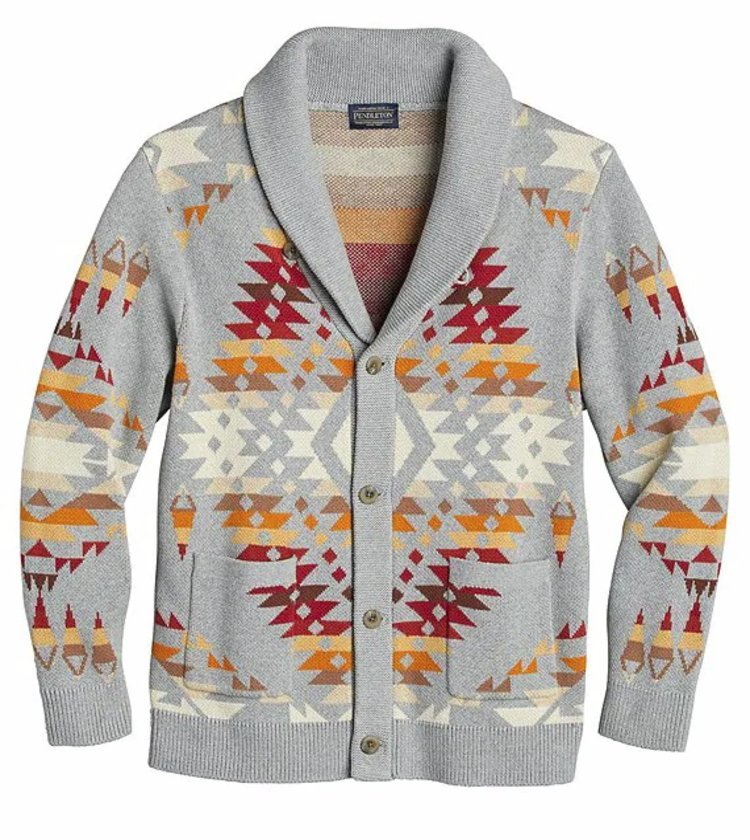 即決！PENDLETON ペンドルトン MISSION TRAILS コットン ショールカラー カーディガン GREY Mの画像1