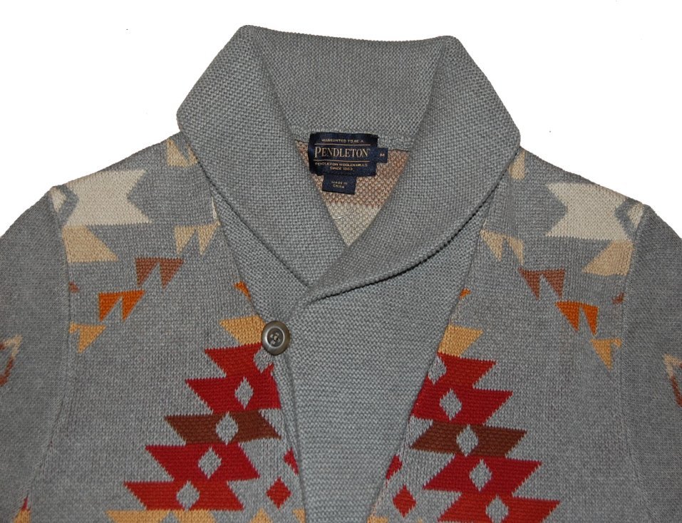 即決！PENDLETON ペンドルトン MISSION TRAILS コットン ショールカラー カーディガン GREY Mの画像4