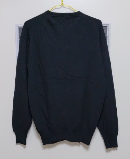 1986 英国製 ヴィンテージ品 Aquascutum セーター ウール100％ 丸首 ラグラン袖 黒 M・身幅約53.2cm※USED品/1～2度程度着用/入手困難/稀少_ヴィンテージ品です