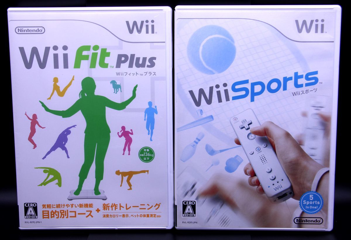Wii Wii　Fit Plus/Wii　Sports 2本セット【送料無料・追跡付き発送】_Wii Wii　Fit Plus　ケース日焼け