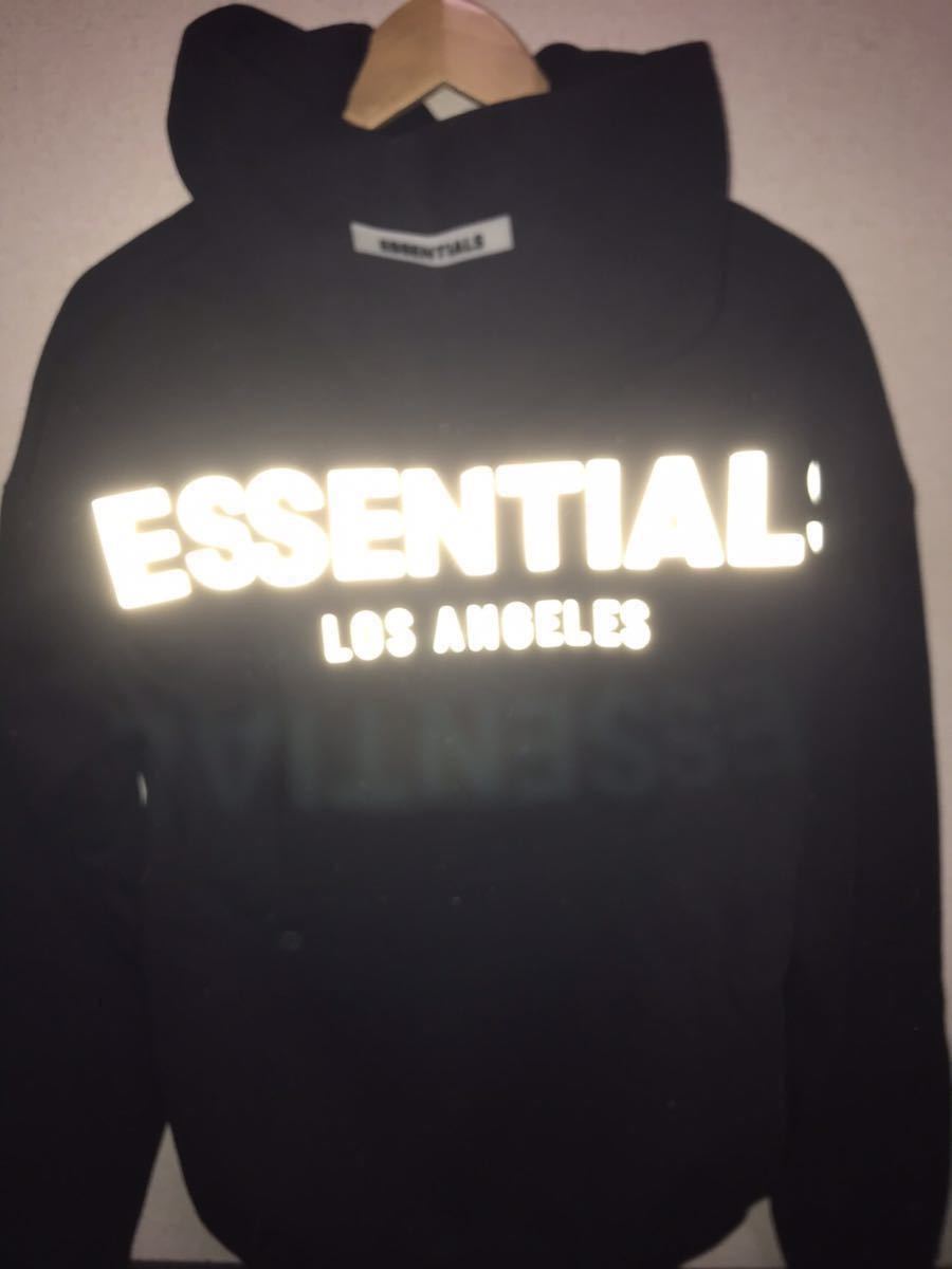FOG Fear of God Essentials LA Limited[限定商品]パーカー　リフレクティブ　ブラック エッセンシャル　Los Angelsロゴ　黒銀サイズXL_画像7