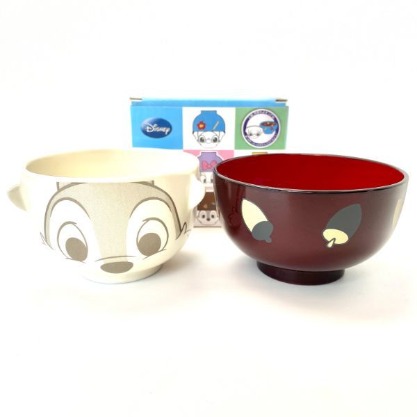 ディズニー チップ 茶碗・汁椀セット ミニ 子供 チップ チップ＆デール ディズニー 茶碗 ホワイト ブラウン 日本製の画像1