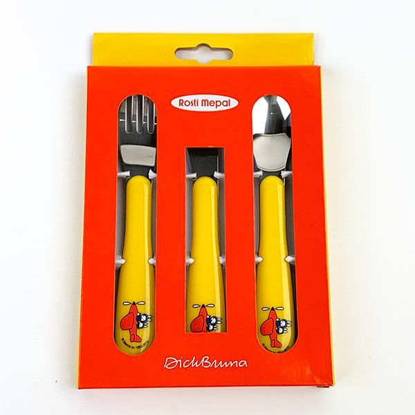  Miffy cutlery set 3 piece travel yellow color baby Kids kitchen knife fork Pooh n