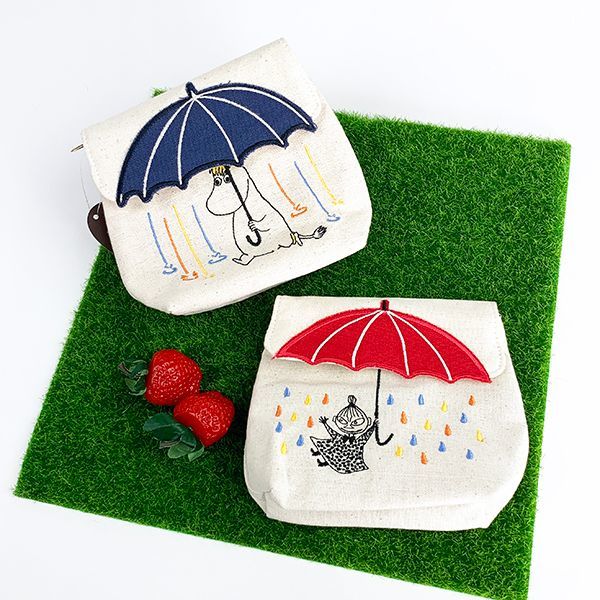 ムーミン 雨と傘 ポーチ 刺繍 小物入れ 化粧ポーチ 小さめ コンパクト 小物 ポーチ コスメケース 収納 ミニ BLACK_画像10