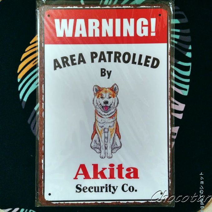 [ free shipping ]AKITA Akita dog necessary attention metal autograph plate [ new goods ]