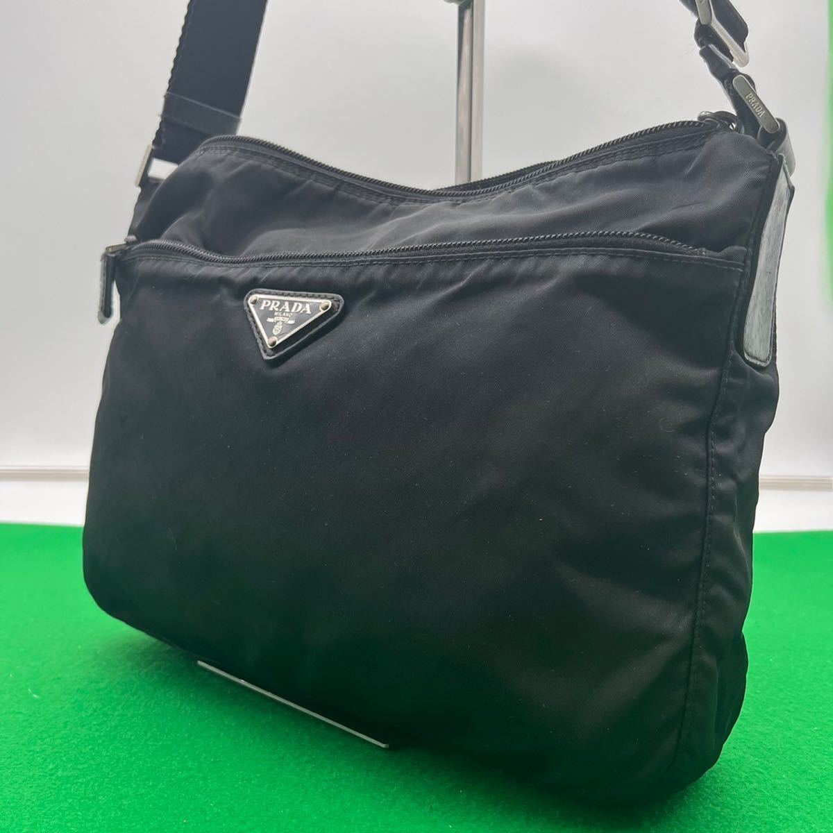 春色3カラー✧ 良品✨プラダ ボストンバッグ カデナ付き 三角ロゴ