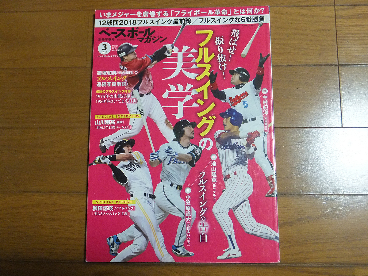 ベースボールマガジン 別冊早春号 2018年3月号 Vol.3 No.2 フルスイングの美学／フライボール革命 山川穂高 柳田悠岐 小笠原道大 池山隆寛_画像1