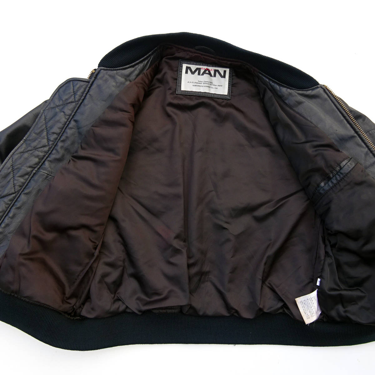 当時物希少 KANSAI MAN(カンサイマン) ロゴ MA-1袖革スタジャン 黒