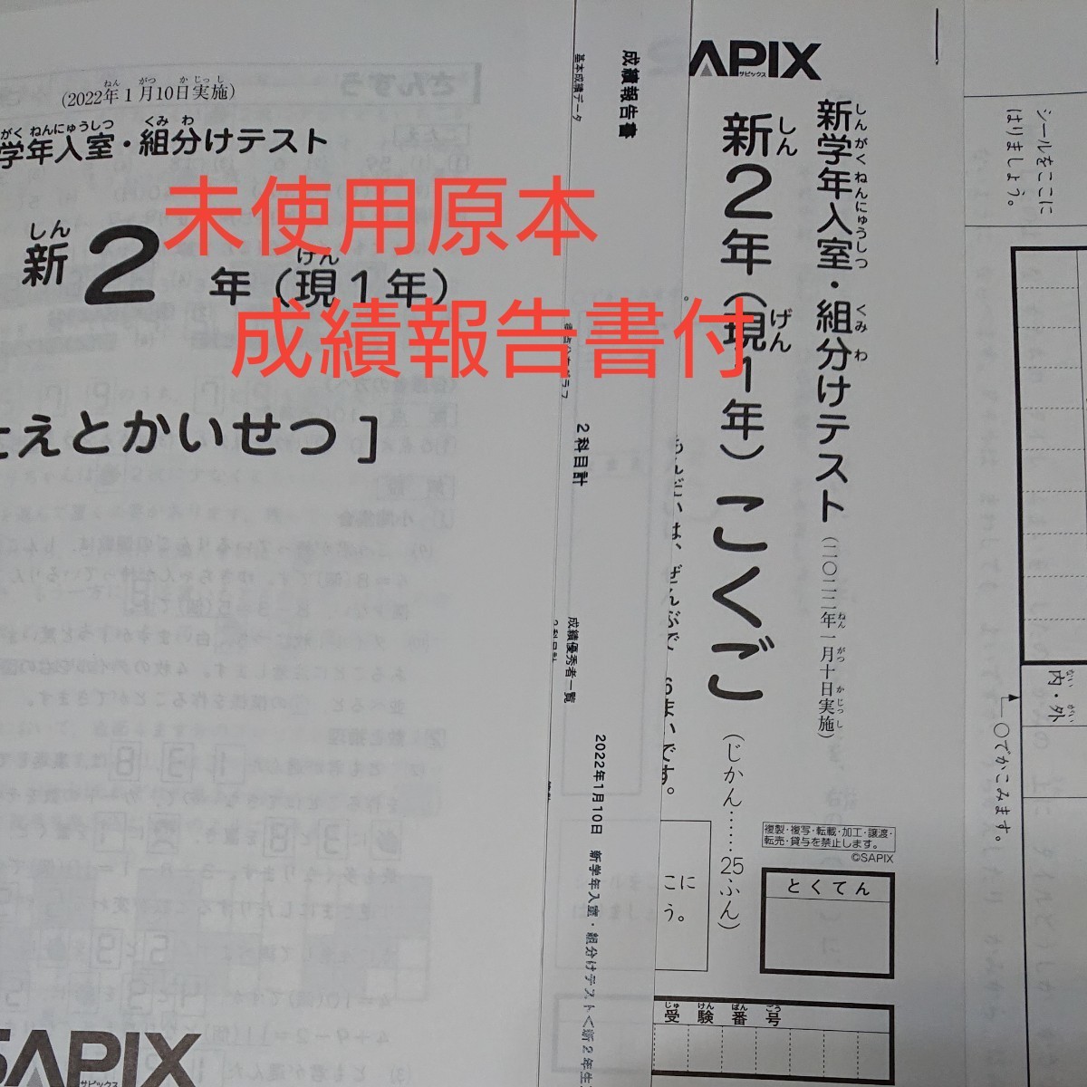 未使用 サピックス 新2年(現1年) 2022年 新学年入室・組分けテスト 小1