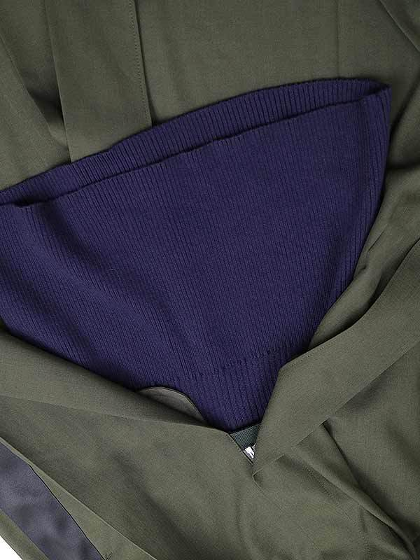 sacai サカイ 22SS Suiting x Knit Dress ニットドッキングドレスワンピース カーキ×ネイビー サイズ:2 レディース_画像7