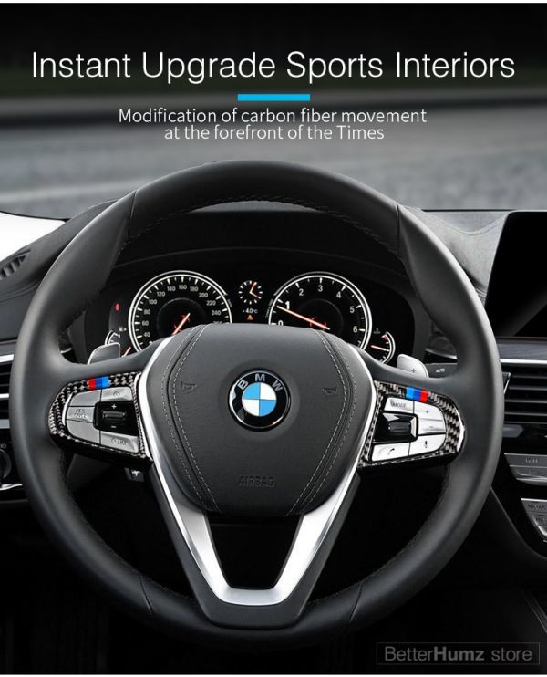 即決 BMW カーボン ステアリング スイッチ カバー 2ピース 5 シリーズ G30 X3 G01 Bタイプ(0)(0)_画像1