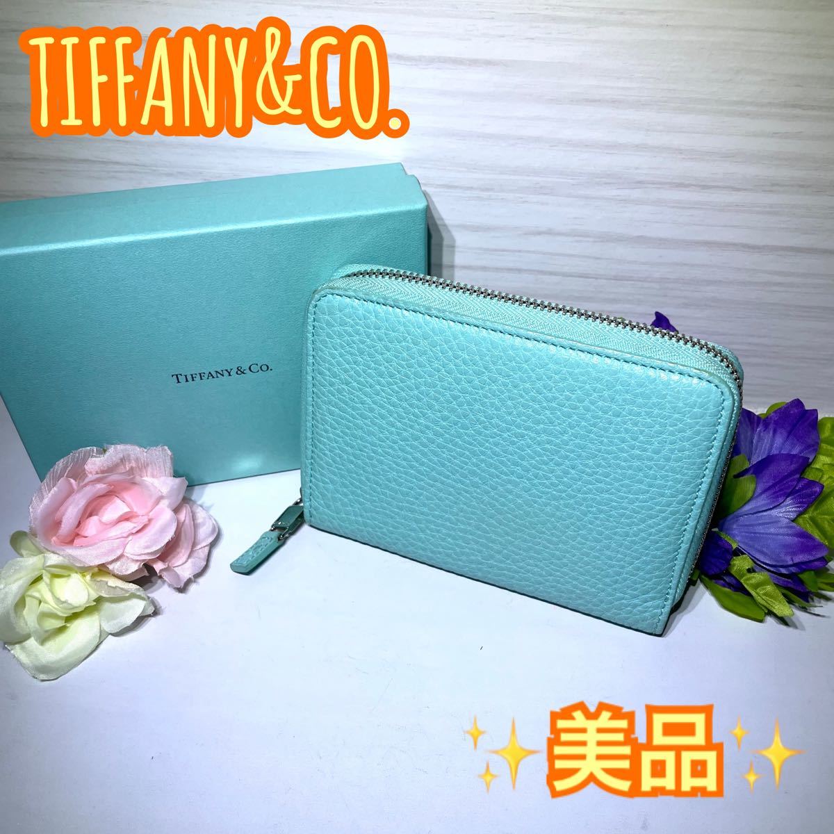 美品】 Tiffany&Co. ティファニー レザー ラウンドファスナー 二つ折り