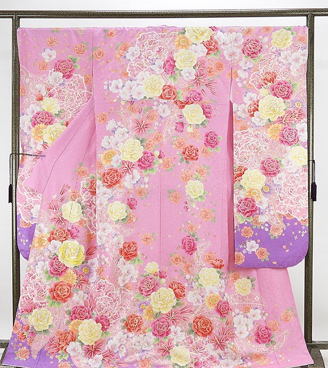 大特価!! 振袖 新品仕立済 正絹 京友禅薔薇ガーベラ百合模様 振袖 新品 仕立て上がり 着物 e0189 振袖 大特価!! 振袖 新品仕立済 正絹 京友禅薔薇ガーベラ百合模様 振袖 新品 仕立て上がり 着物 e0189 振袖