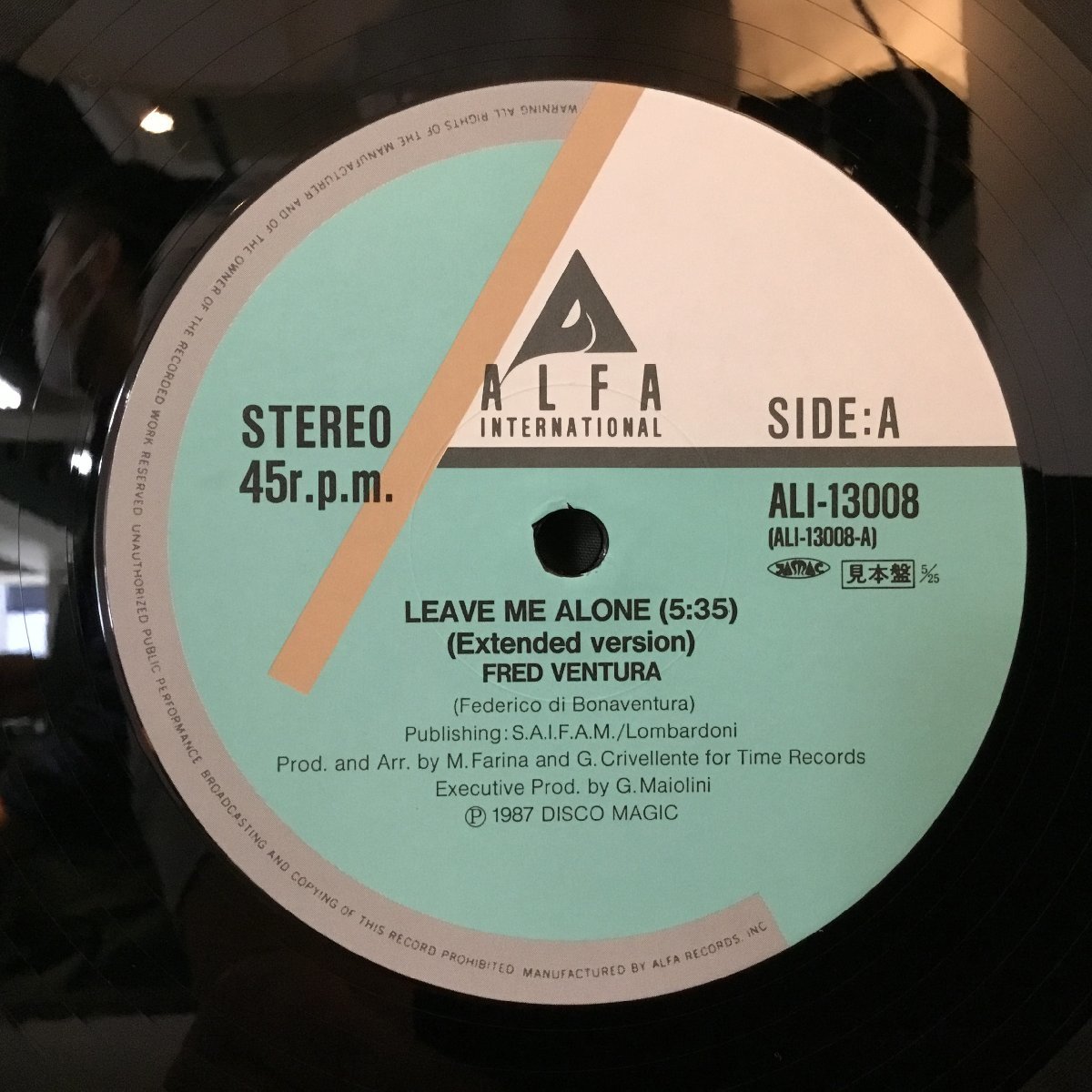 プロモ ◇ フレッド・ベンチュラ FRED VENTURA / ひとりぼっちのメロディ LEAVE ME ALONE ○12inch ALI-13008の画像3