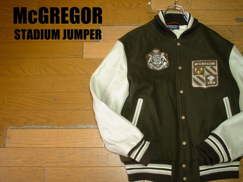 売り切りMcGREGOR本革レザー袖革スタジャン美品L正規マクレガー90sビンテージアワードジャケットVarsity Jacketファラオロンジャン 