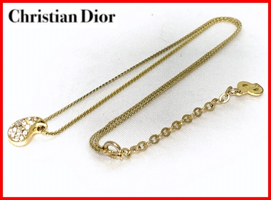 即決 美品 Christian Dior クリスチャン ディオール ネックレス ロゴプレート ネックレス ゴールド レディース 239-4