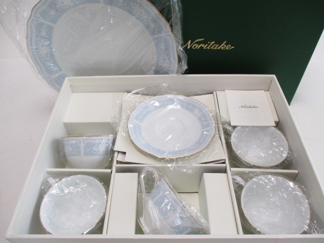 ノリタケ Noritake レースウッドゴールド サロンセット/ カップ＆ソーサー　5客　大皿　1枚_画像1