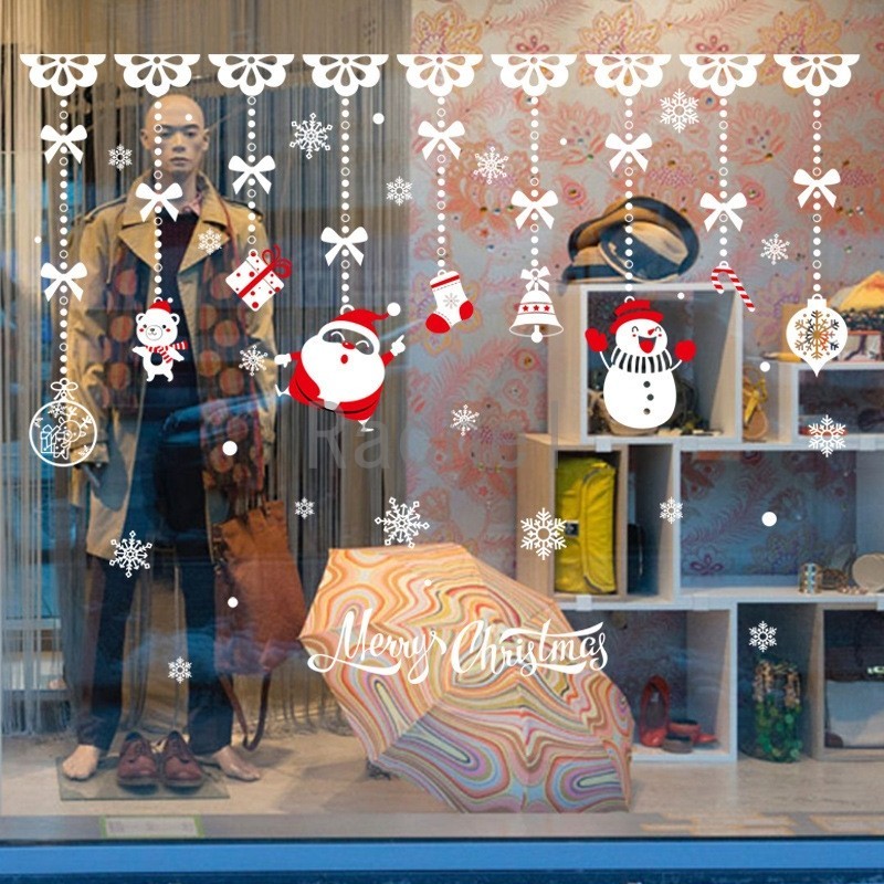 ウォールステッカーW17　雪だるま　サンタ　Xmas　クリスマス　ガラス飾り　窓飾り　剥せるシール　デコレーションシール　模様替え