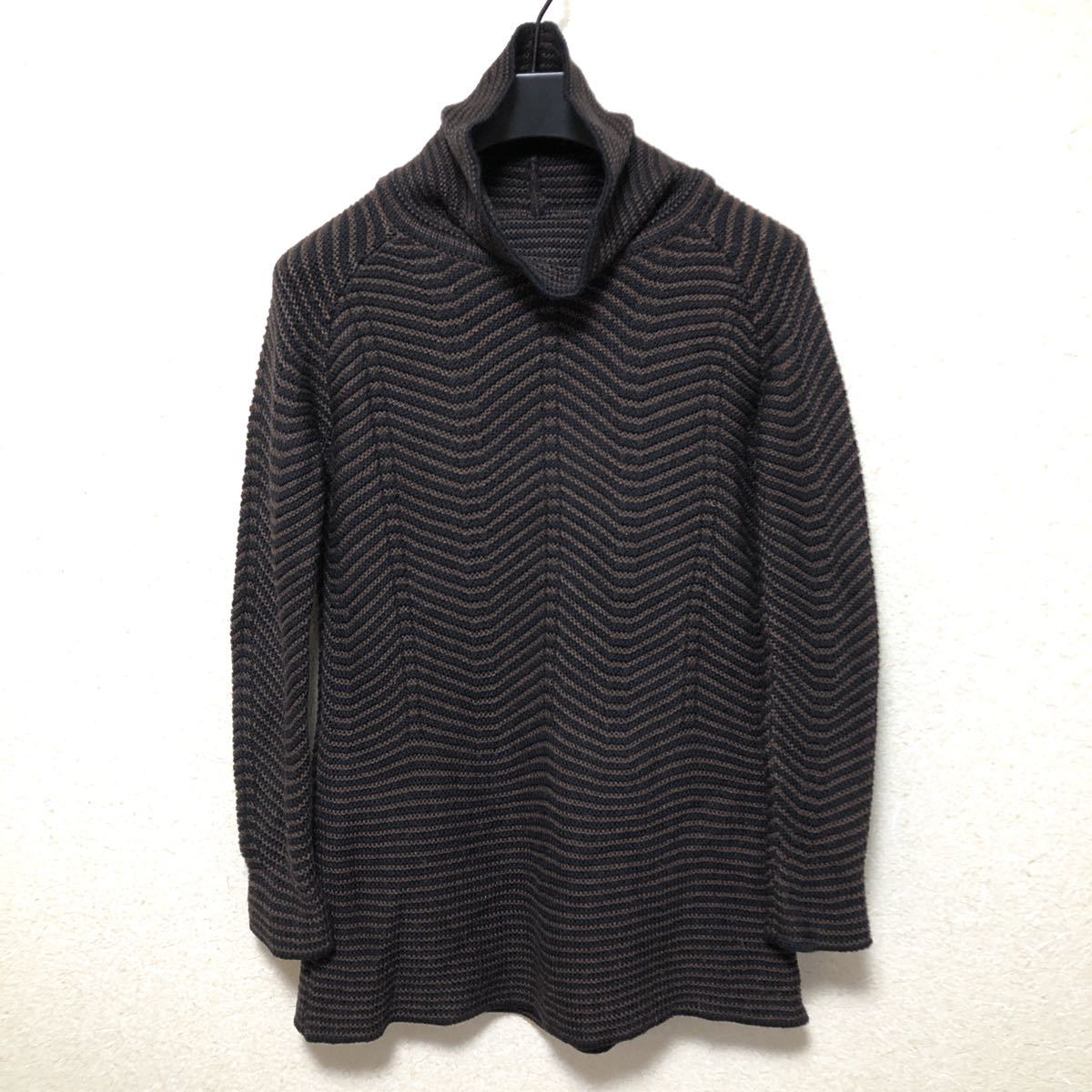 VALENTINO GARAVANI ヴァレンチノ バレンチノ ハイネックセーター 長袖 茶×黒 イタリア製