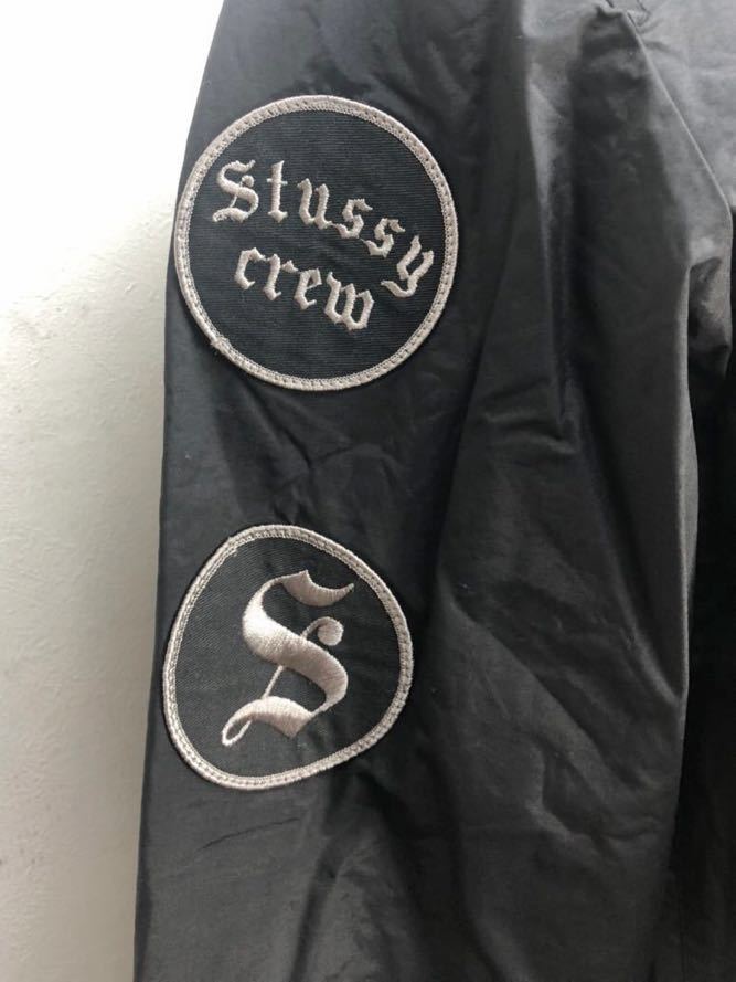 美品　STUSSY ステューシー　レディース　ブラック　ワッペン装飾　プリント　ナイロンジャケット　ブルゾン　アウター　上着　S表記_画像3