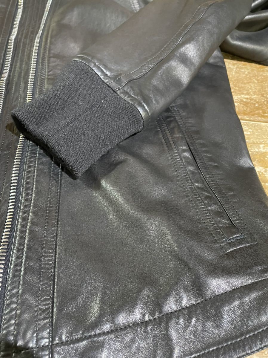 57 Rick Owens リックオウエンス ラムレザージャケット シングルライダース RU17S9761-LN ライダースジャケット 20220621_画像9