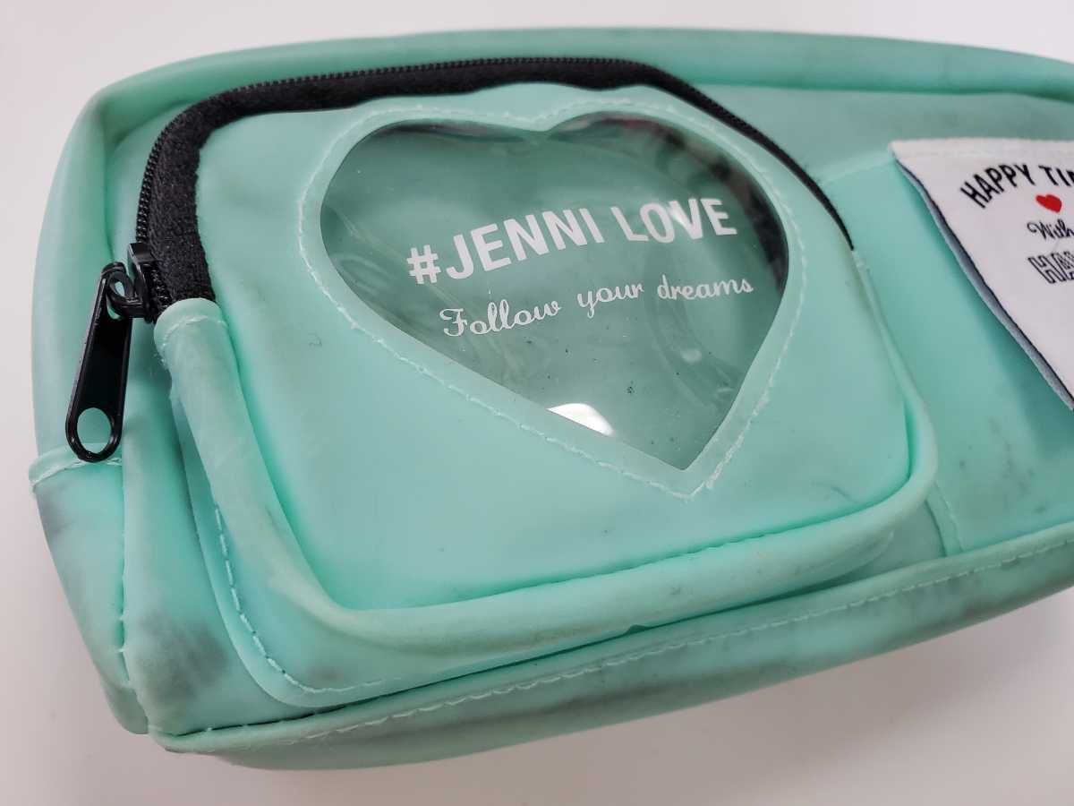 300円発送～★　JENNI LOVE ジェニィ ラブ ペンケース 筆箱 ミントグリーン 可愛い 女の子 文房具 ハート ポケット付き ジェニー_画像4