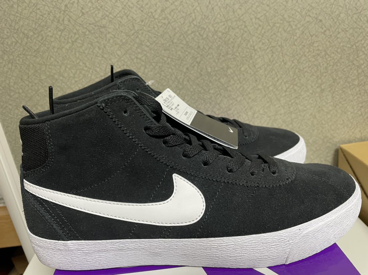 【未使用】NIKE WIMNS SB BRUIN HI ナイキ SB ブルイン 黒白 28cm ZOOM AIR スエード_画像2