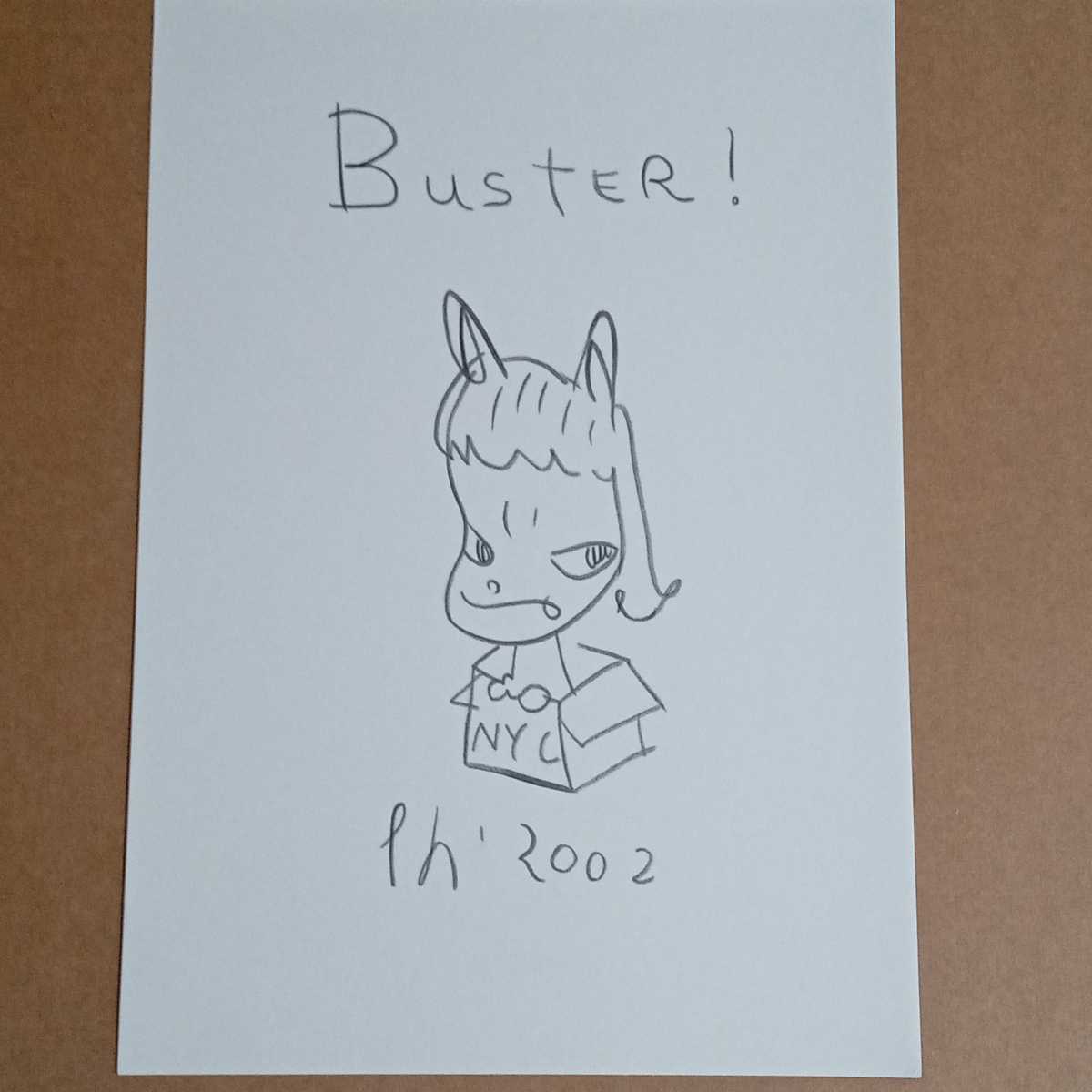 奈良美智 手描き鉛筆イラストアート(模写) Buster! アート紙