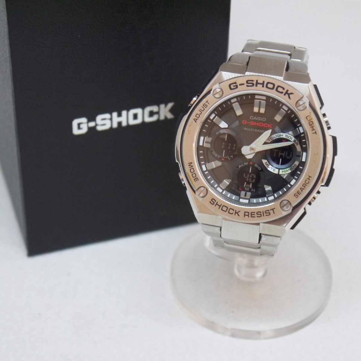 USED品・保管品 CASIO カシオ G-SHOCK G-STEEL GST-W110D-1AJF タフソーラー 電波時計 腕時計 メタルバンド ケース付き