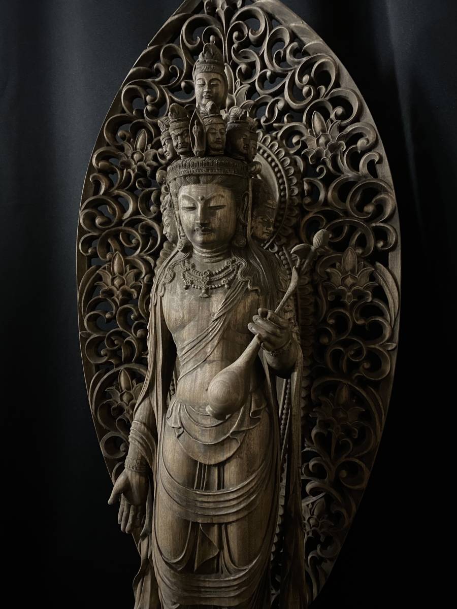 井波彫刻 特大型高91cm 仏教工芸品 香樟材 時代彫刻 古美術 木彫仏教