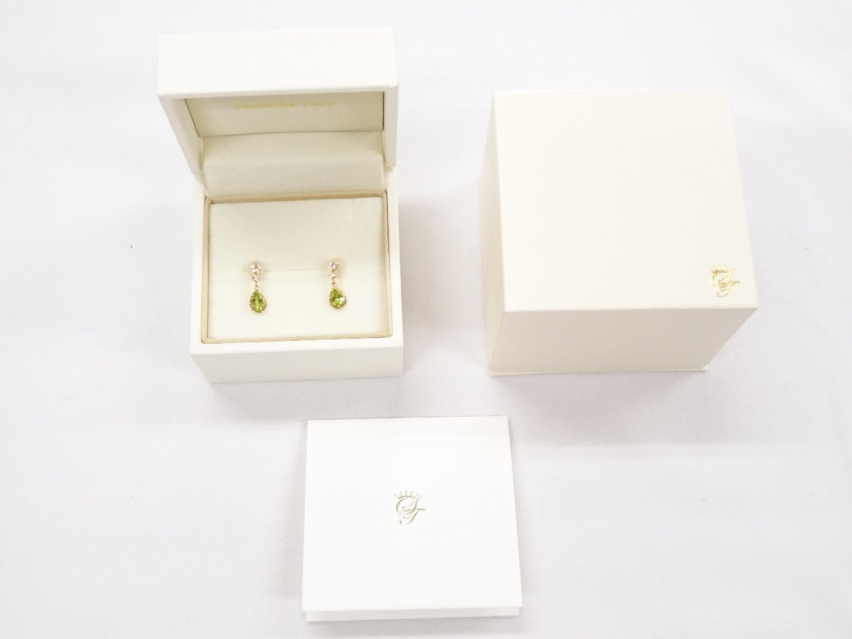 2020[ beautiful goods / unused?]sa man sa Tiara K10 yellow gold peridot topaz earrings jewelry pair Shape Teardrop 