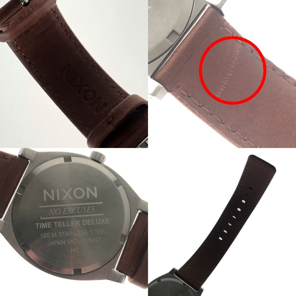 NIXON ニクソン 腕時計 リストウォッチ クォーツ NO EXCUSES TIME TELLER DELUXE LEATHER 箱・取説付 やや傷や汚れあり 6