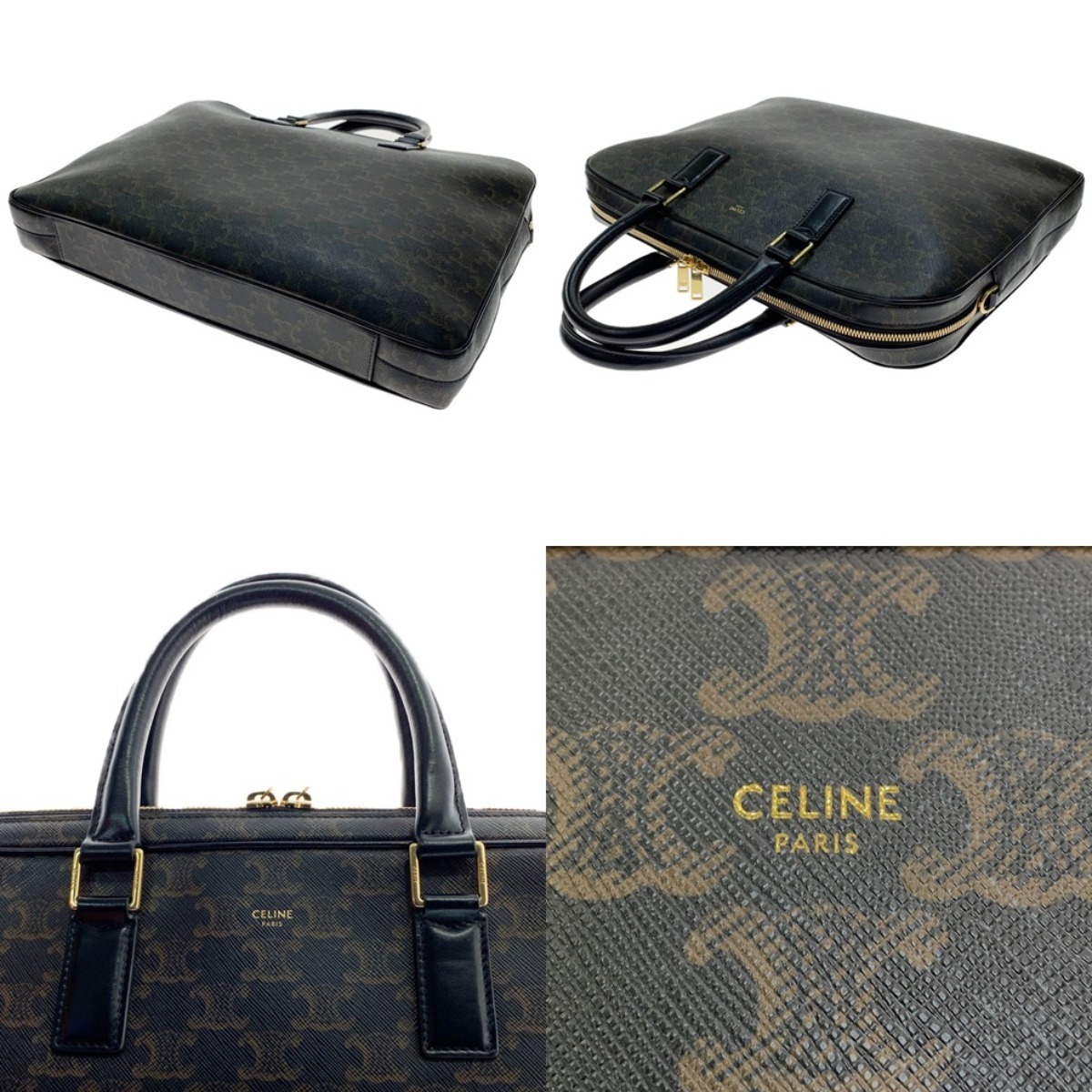 ▽▽ CELINE セリーヌ ビジネスバッグ　ブリーフケース 190422BOJ.38NO ブラウン×ブラック 傷や汚れあり_画像3