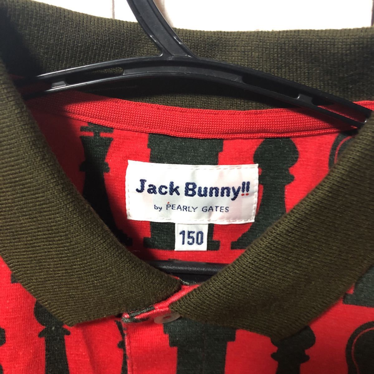 【Jack Bunny!!】ジャックバニー 半袖 ポロシャツ キッズ 150 男の子用 レッド系