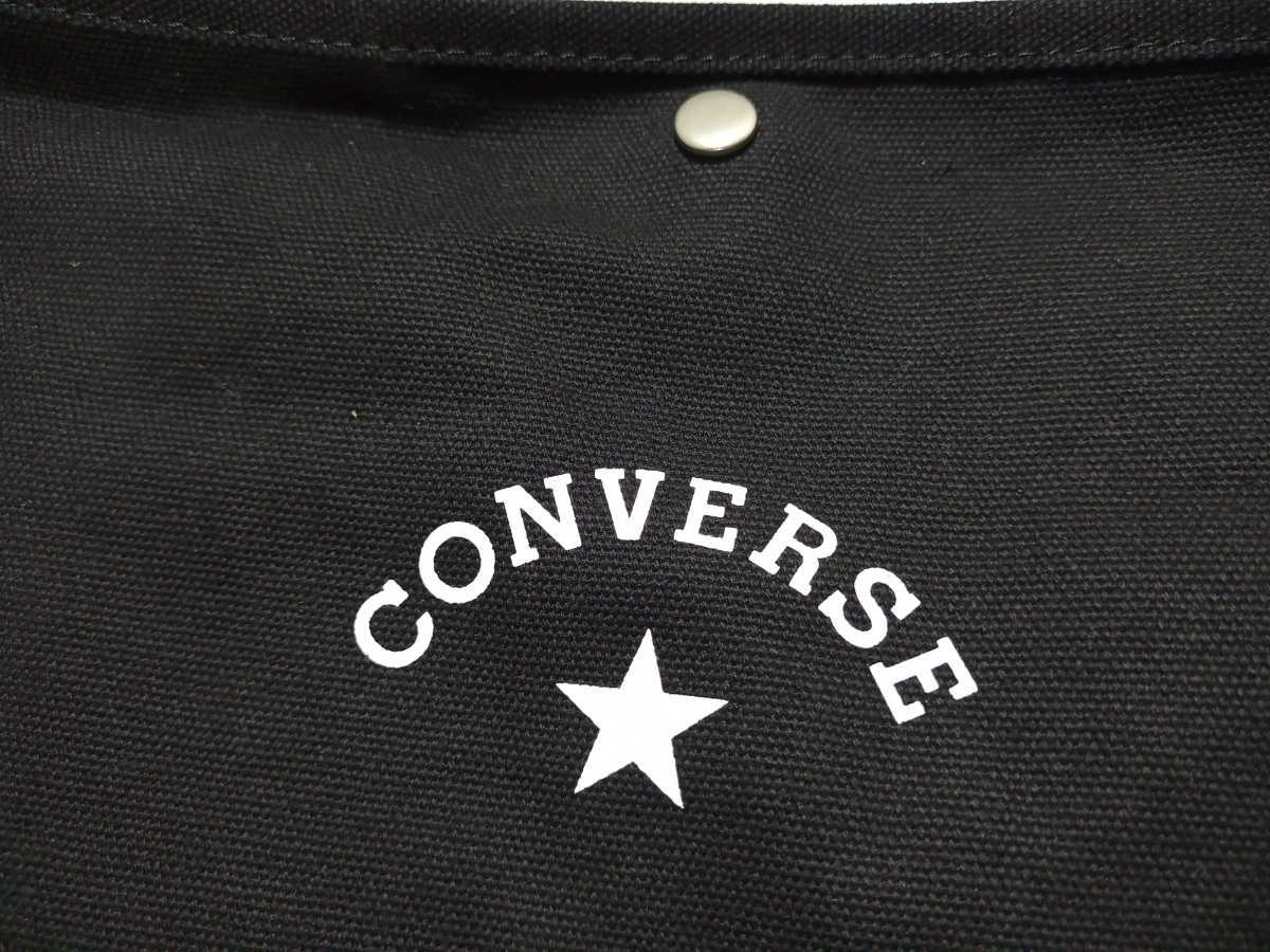 CONVERSE canvas × cow leather attached shoulder bag navy blue color 