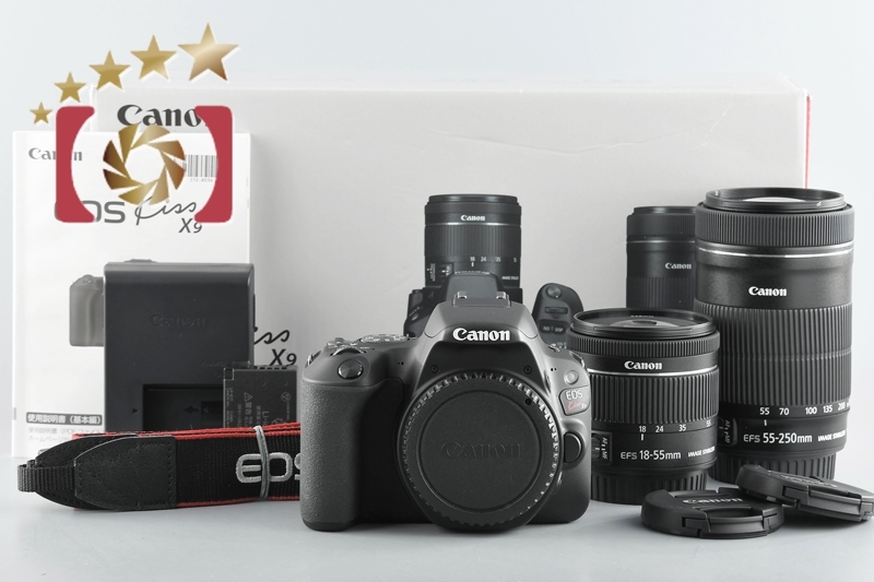 【中古】Canon キヤノン EOS Kiss X9 ダブルズームキット ブラック 元箱付き_画像1