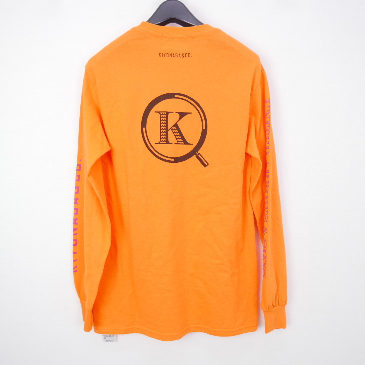 KIYONAGA&CO. UNITED ARROWS & SONS FUK EXPERIMENT キヨナガアンドコー L/S T-SHIRT 長袖 ロゴTシャツ カットソー ロンT ORANGE S_画像2